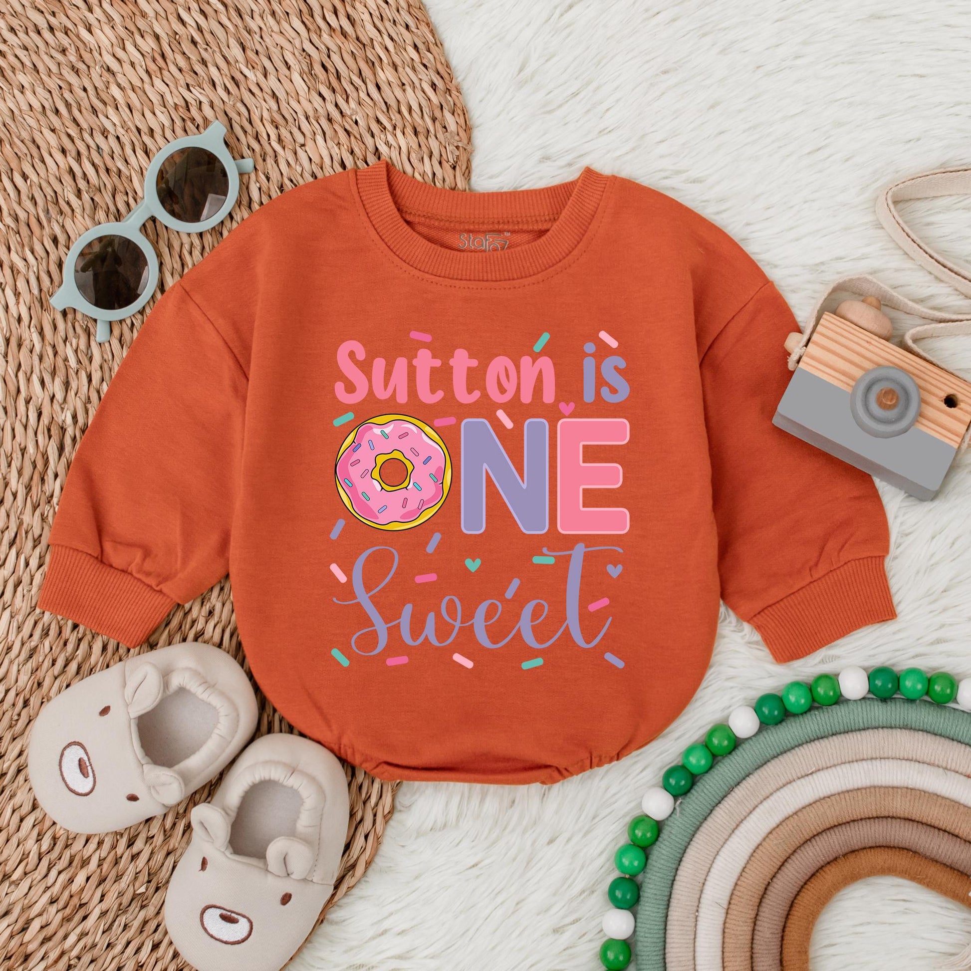 Sweet One Pink Lavender Donut Romper - Custom Baby Girl Birthday Outfit with Donut Design & Smash Cake Fun, Baby Shower Gift