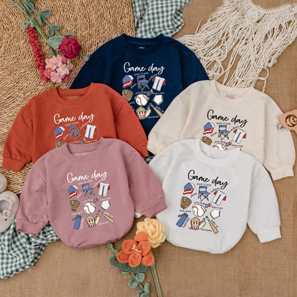 Retro Baseball Baby Romper for Gameday Season Newborn Bubble Bodysuit Baseball Baby Shower Gift