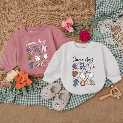 Retro Baseball Baby Romper for Gameday Season Newborn Bubble Bodysuit Baseball Baby Shower Gift