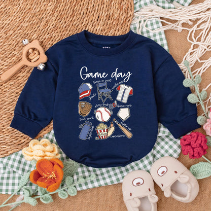 Retro Baseball Baby Romper for Gameday Season Newborn Bubble Bodysuit Baseball Baby Shower Gift