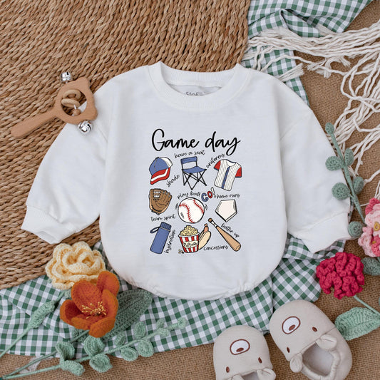 Retro Baseball Baby Romper for Gameday Season Newborn Bubble Bodysuit Baseball Baby Shower Gift