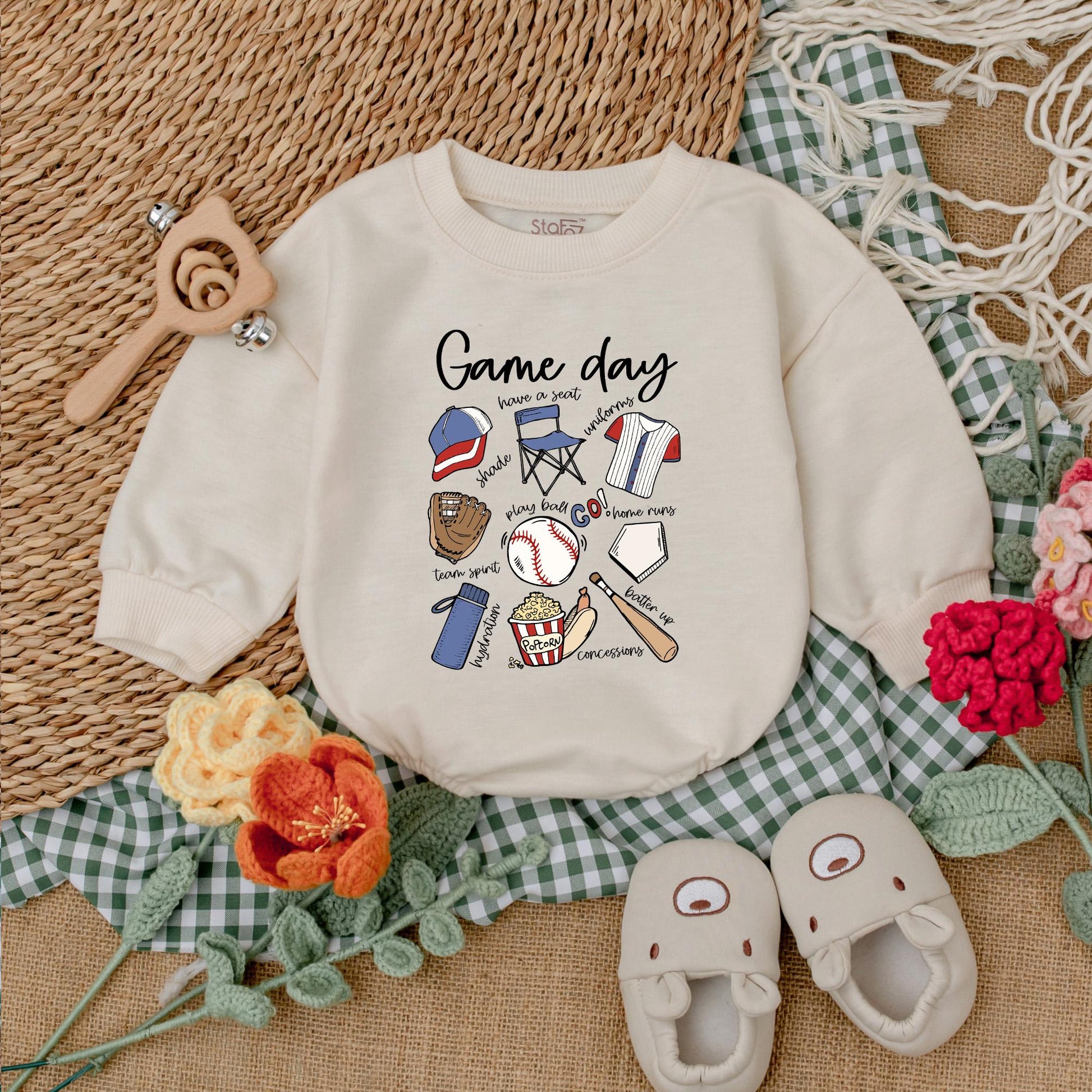 Retro Baseball Baby Romper for Gameday Season Newborn Bubble Bodysuit Baseball Baby Shower Gift