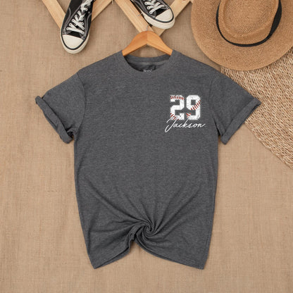 Custom Baseball Pocket Shirt - Baseball Mom Tee, Personalized Baseball Number Comfort Colors, Baseball Fan Gift, Spring Baseball Season