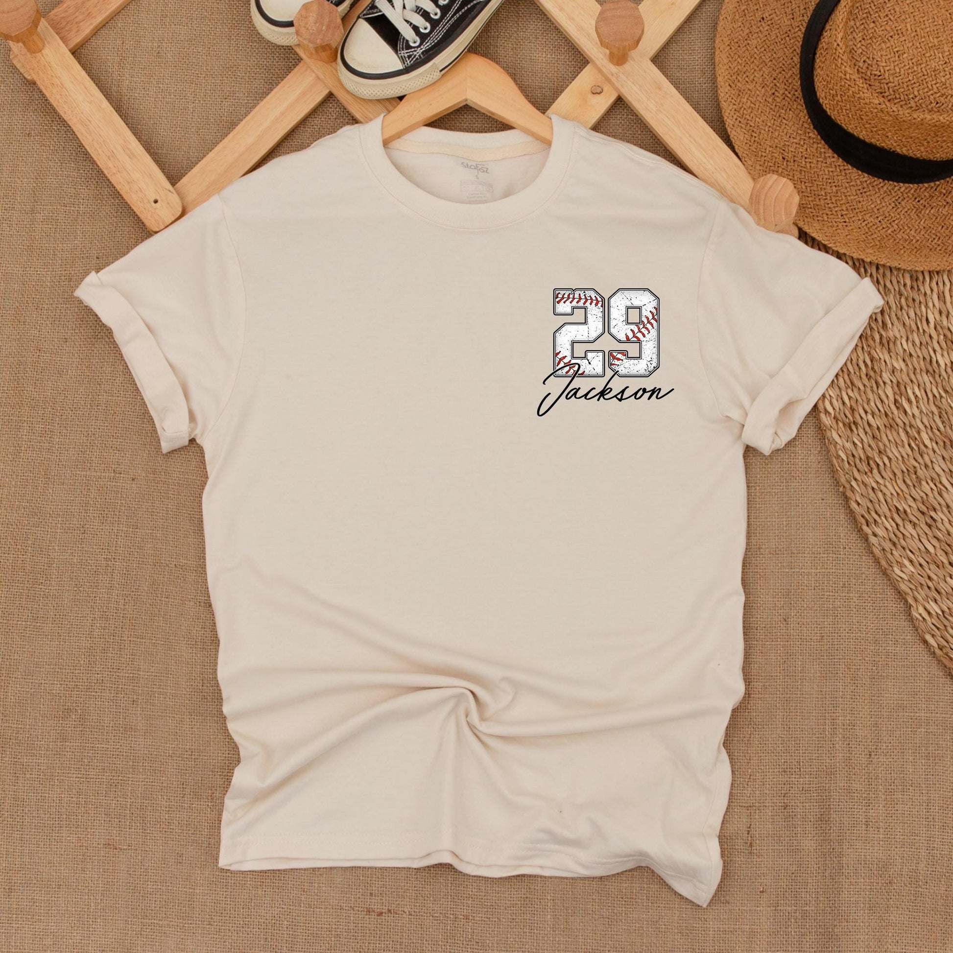 Custom Baseball Pocket Shirt - Baseball Mom Tee, Personalized Baseball Number Comfort Colors, Baseball Fan Gift, Spring Baseball Season