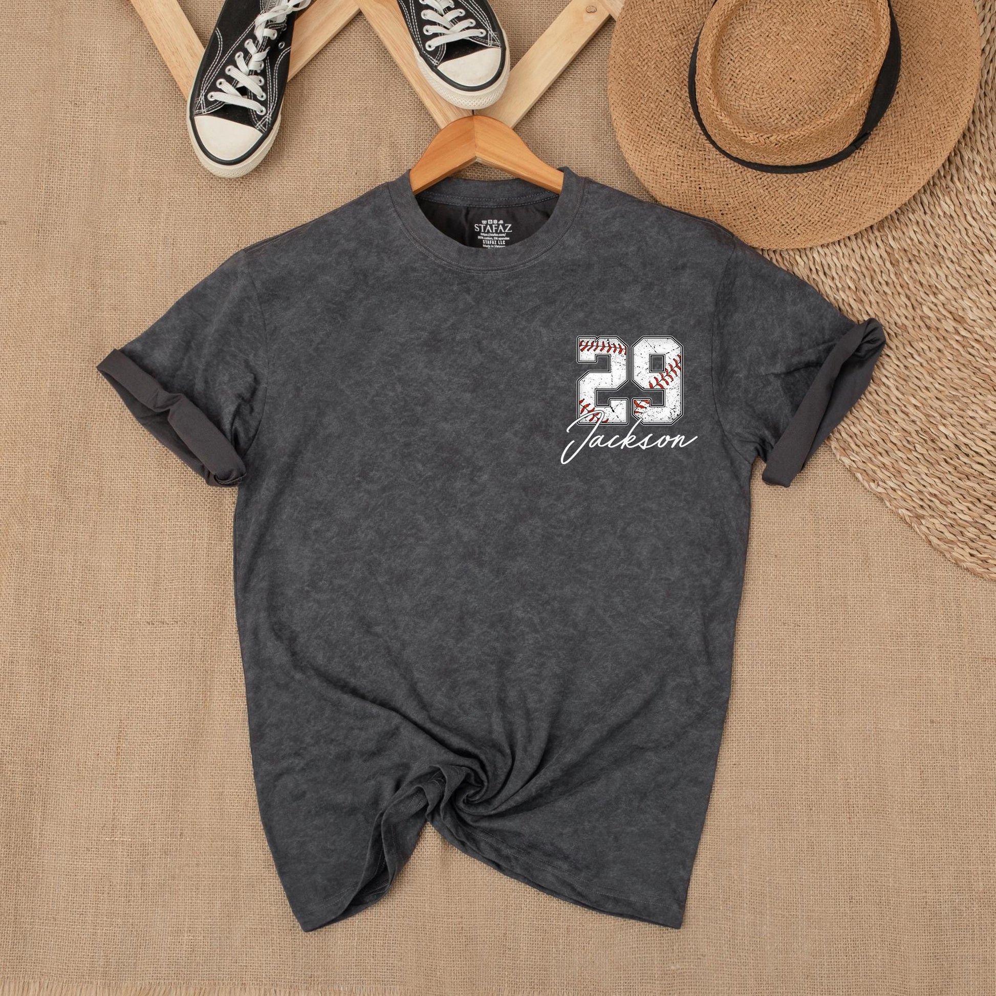 Custom Baseball Pocket Shirt - Baseball Mom Tee, Personalized Baseball Number Comfort Colors, Baseball Fan Gift, Spring Baseball Season