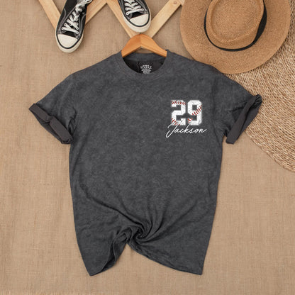 Custom Baseball Pocket Shirt - Baseball Mom Tee, Personalized Baseball Number Comfort Colors, Baseball Fan Gift, Spring Baseball Season