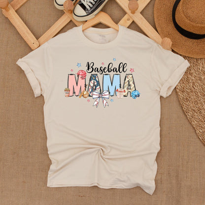 Baseball Mama Bow Shirt Game Day Tee Personalized Number Baseball Gift Sports Mom Comfort Colors Baseball Fan Outfit