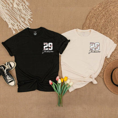Custom Baseball Pocket Shirt - Baseball Mom Tee, Personalized Baseball Number Comfort Colors, Baseball Fan Gift, Spring Baseball Season