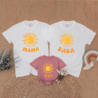 Sunshine First Birthday Mommy and Me Matching Family Shirts First Trip Around The Sun Baby Girl Party Outfit Comfortable
