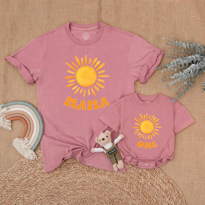 Sunshine First Birthday Mommy and Me Matching Family Shirts First Trip Around The Sun Baby Girl Party Outfit Comfortable