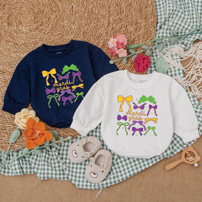 Cute Bow Mardi Gras Baby Romper Girly Baby Girl Clothes Happy Mardi Gras Baby Shower Gift