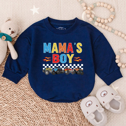 Mama's Boy Bubble Romper Baby Announcement Outfit Long Sleeve Bodysuit New Mom Gift Coming Home Outfit