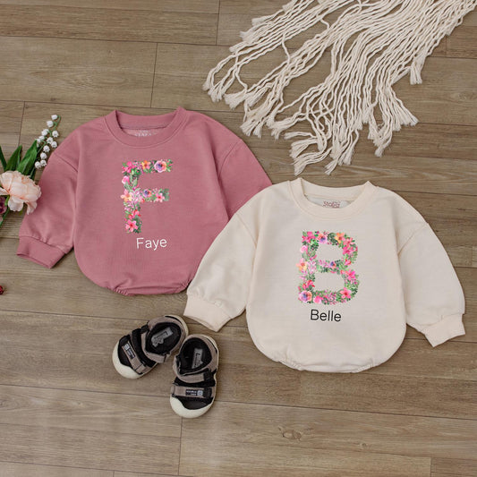 Custom Name Baby Girl Romper Personalized Outfit Shower Gift Newborn Girl Clothes Short Sleeve Bubble Outfit
