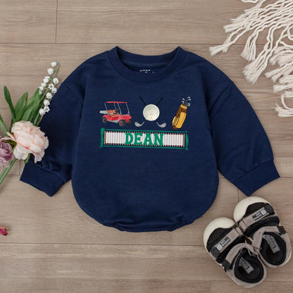 Custom Hole in One Birthday Baby Romper for Boys Girls Golf Theme First Birthday Outfit Cute Golf Shirt Boys Jumpsuit
