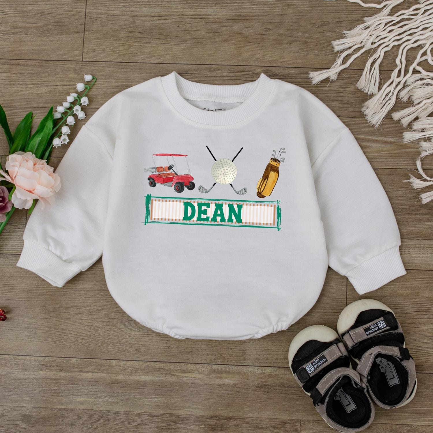 Custom Hole in One Birthday Baby Romper for Boys Girls Golf Theme First Birthday Outfit Cute Golf Shirt Boys Jumpsuit