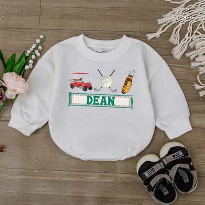 Custom Hole in One Birthday Baby Romper for Boys Girls Golf Theme First Birthday Outfit Cute Golf Shirt Boys Jumpsuit