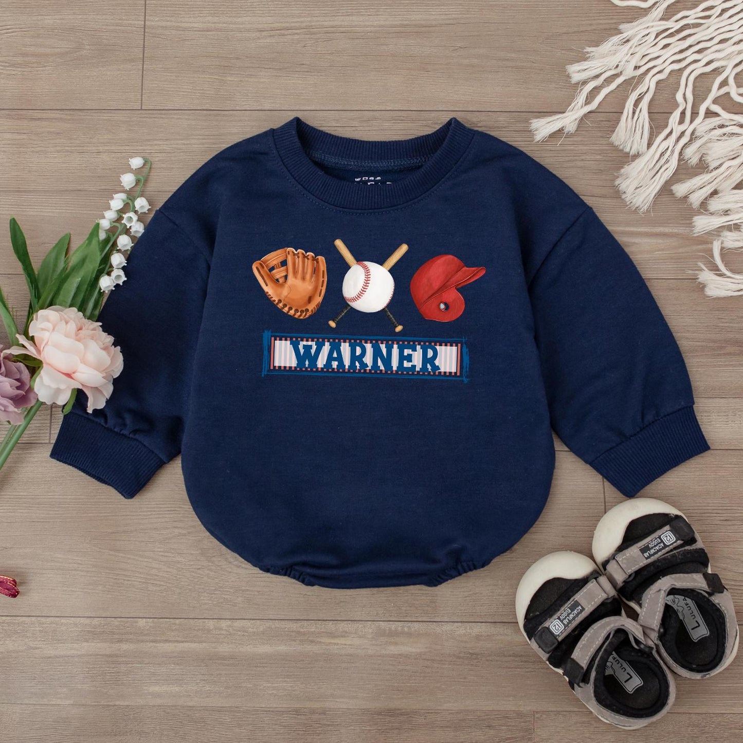 Custom Retro Baseball Bodysuit for Girls Game Day Outfit Baby Baseball Romper One Piece Jumpsuit