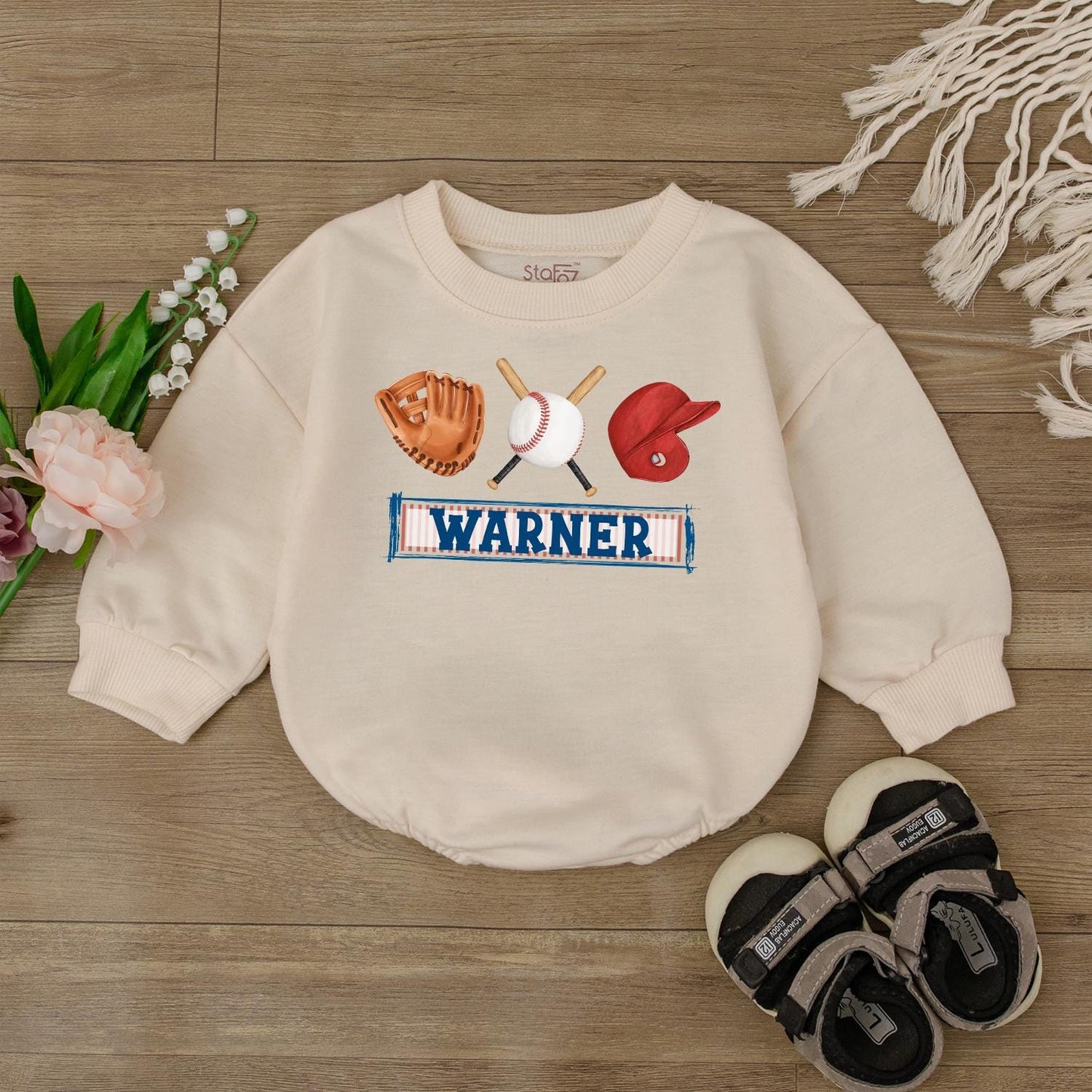 Custom Retro Baseball Bodysuit for Girls Game Day Outfit Baby Baseball Romper One Piece Jumpsuit