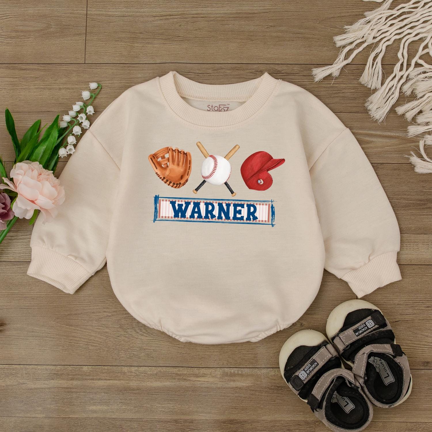 Custom Retro Baseball Bodysuit for Girls Game Day Outfit Baby Baseball Romper One Piece Jumpsuit