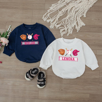 Game Day Baby Bodysuit Girl's Baseball Romper Outfit, Retro Baseball Jumpsuit for Baby, Baseball Season Ready! Game Day Baby Shower Gift