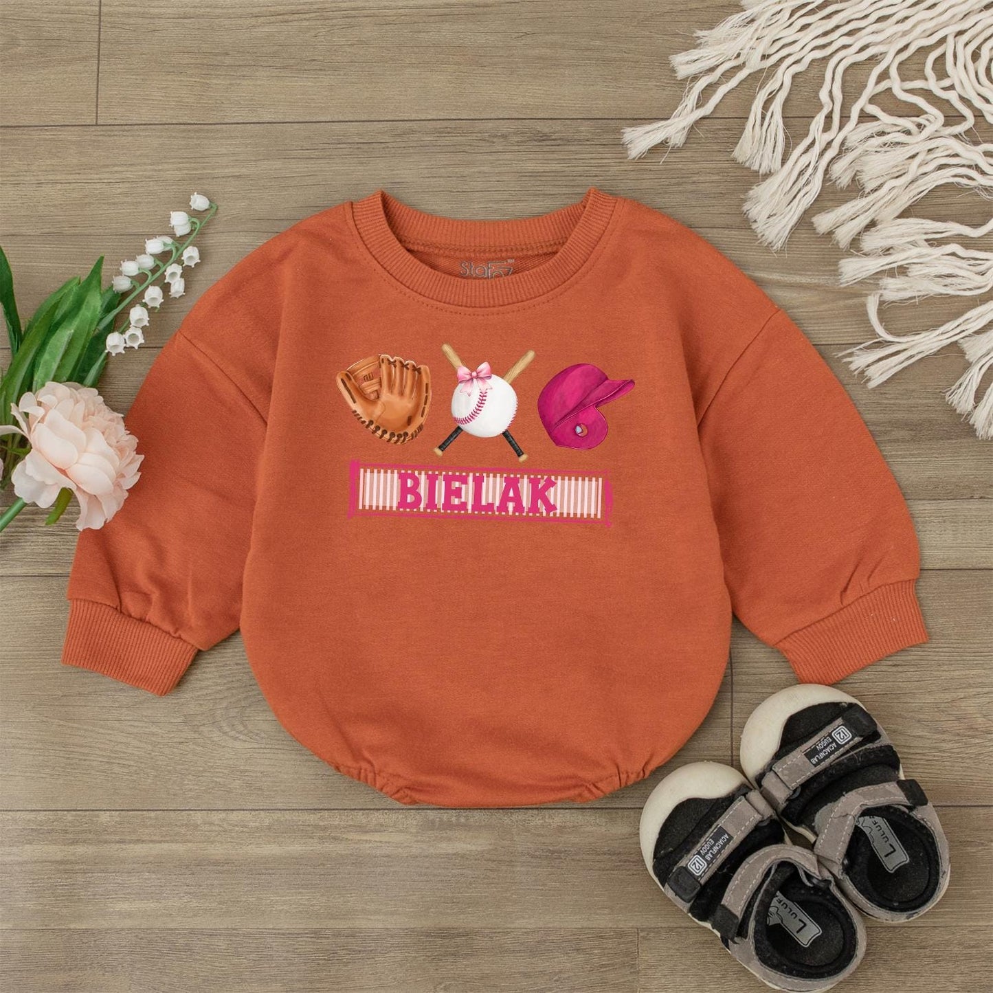 Game Day Baby Bodysuit Girl's Baseball Romper Outfit, Retro Baseball Jumpsuit for Baby, Baseball Season Ready! Game Day Baby Shower Gift
