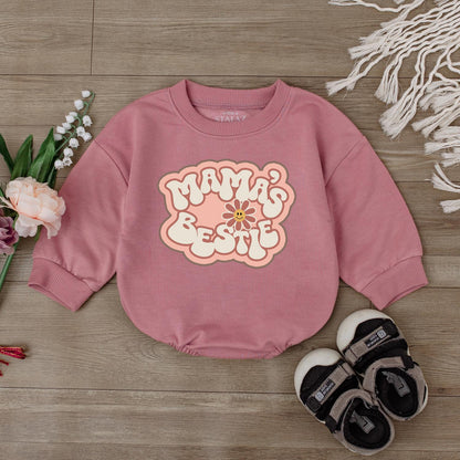 Mama's Bestie Baby Girl Romper, Retro Bodysuit for Newborns & Little Girls, I Love Mom Gift, Cute Baby Outfit, Mommy & Daughter Clothes