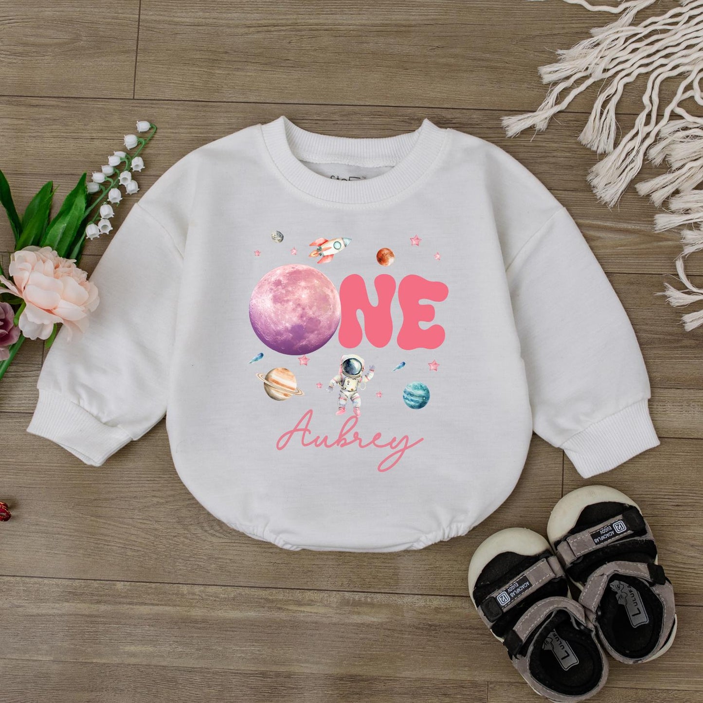 Custom Houston We Have A One Year Old Galaxy Bodysuit First Birthday Outfit Cute Baby Clothes Toddler Shirt