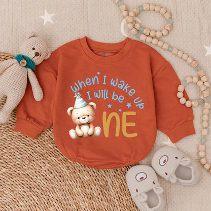 Personalized Bear First Birthday Bubble Romper Cute Beary Boy Outfit Custom Baby Clothes First Birthday Gift for Boy