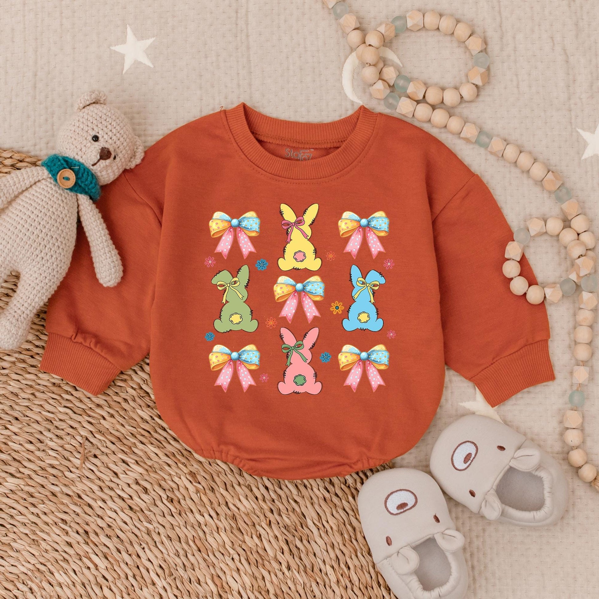 Funny Bunny Camo Romper Easter Outfit Boy Baby Bodysuit with Backwards Hat Little Bunny First Easter Gift