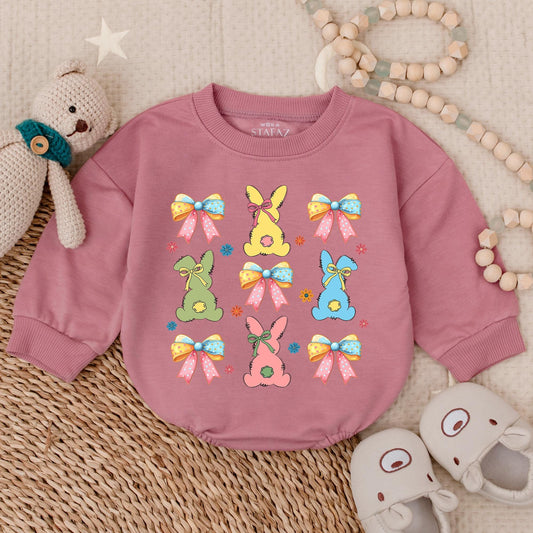 Funny Bunny Camo Romper Easter Outfit Boy Baby Bodysuit with Backwards Hat Little Bunny First Easter Gift