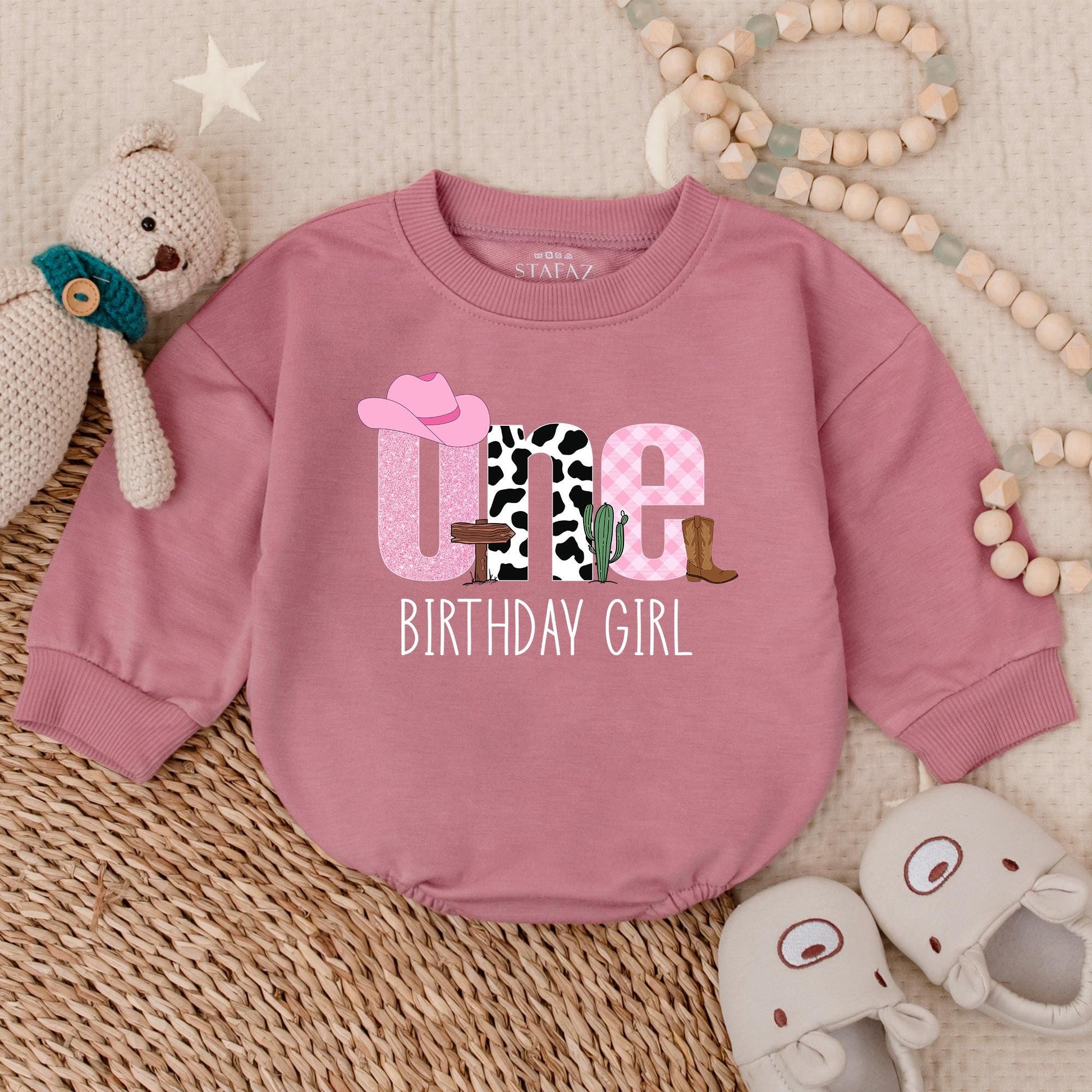 First Birthday Cowgirl Romper - My First Rodeo Baby Girl Outfit, Western Theme, Cute Birthday Shirt, Bodysuit