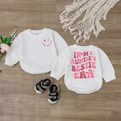 In My Auntie's Bestie Era Baby Romper - Newborn Gift for Baby Girl - Auntie Baby Announcement Outfit - Shower Gift