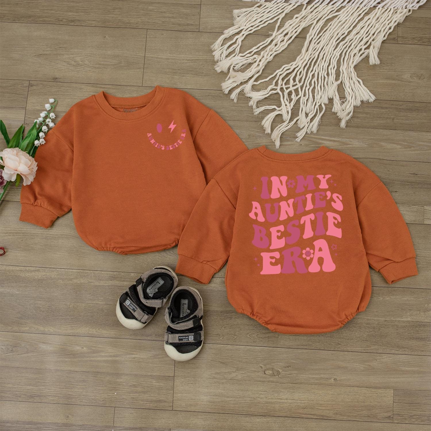 In My Auntie's Bestie Era Baby Romper - Newborn Gift for Baby Girl - Auntie Baby Announcement Outfit - Shower Gift