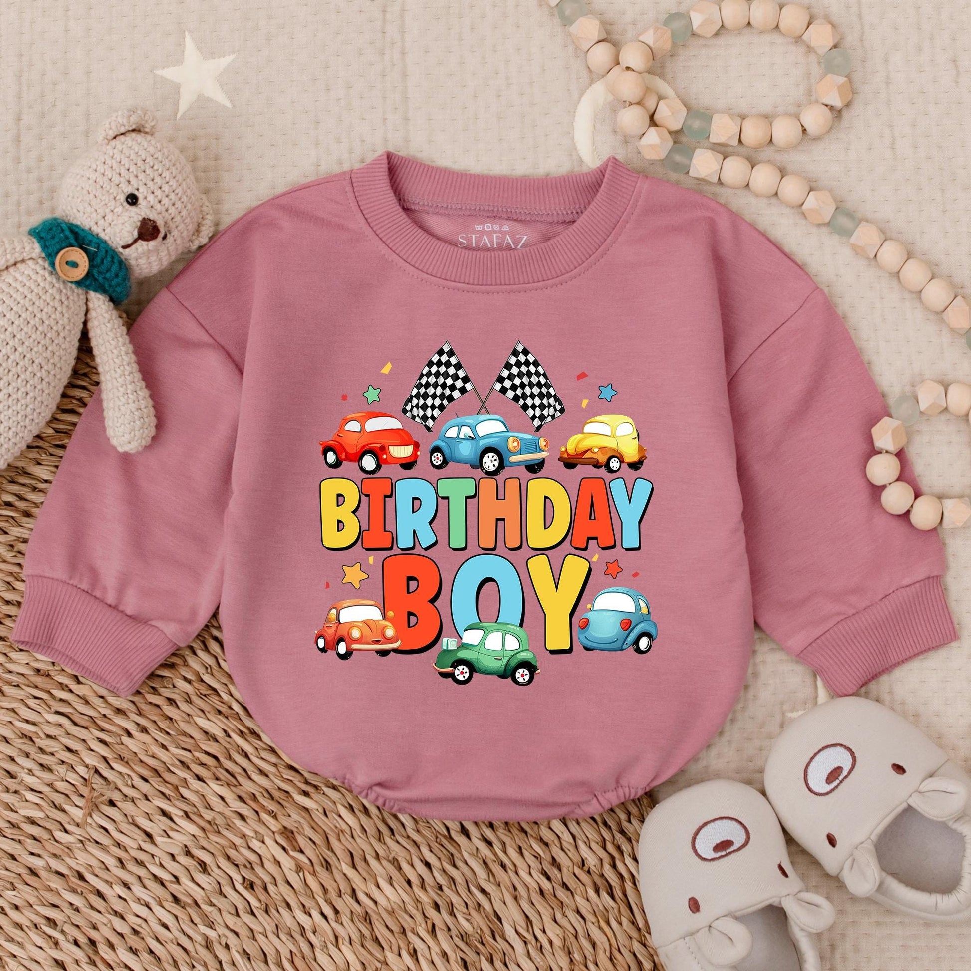 Birthday Boy Cars Bubble Romper, Baby Boy 1st Birthday Outfit, Vehicle Design, Gift for Boy, Birthday Shirt, Soft Cotton