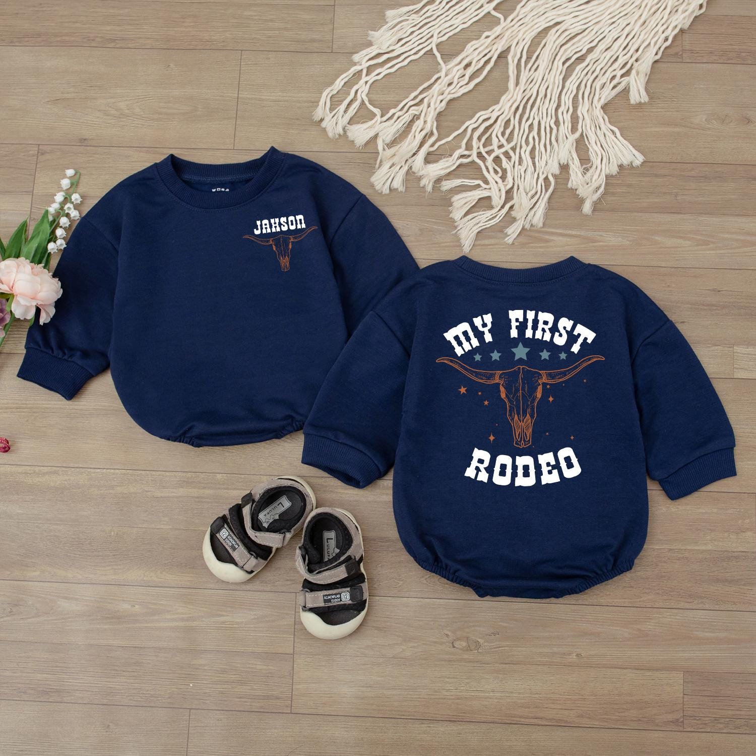 My First Rodeo Baby Bubble Romper Cute Cowboy Birthday Outfit Newborn Western Celebration Gift for Baby Shower
