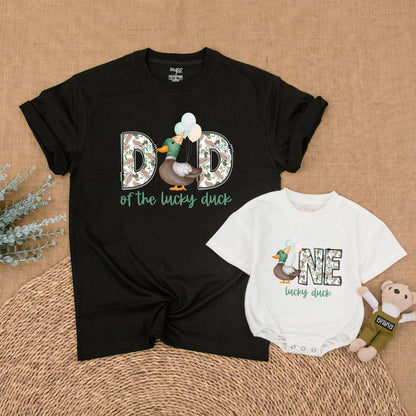 Matching Family Lucky Duck First Birthday Shirts & Romper, Mallard Duck Outfit for Boy, 1st Birthday Party