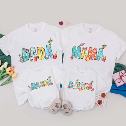 Personalized Summer Beach Family Matching T-Shirt Vacation Outfits for memorable Mommy and Me Baby First Birthday Celebration Travel Gifts