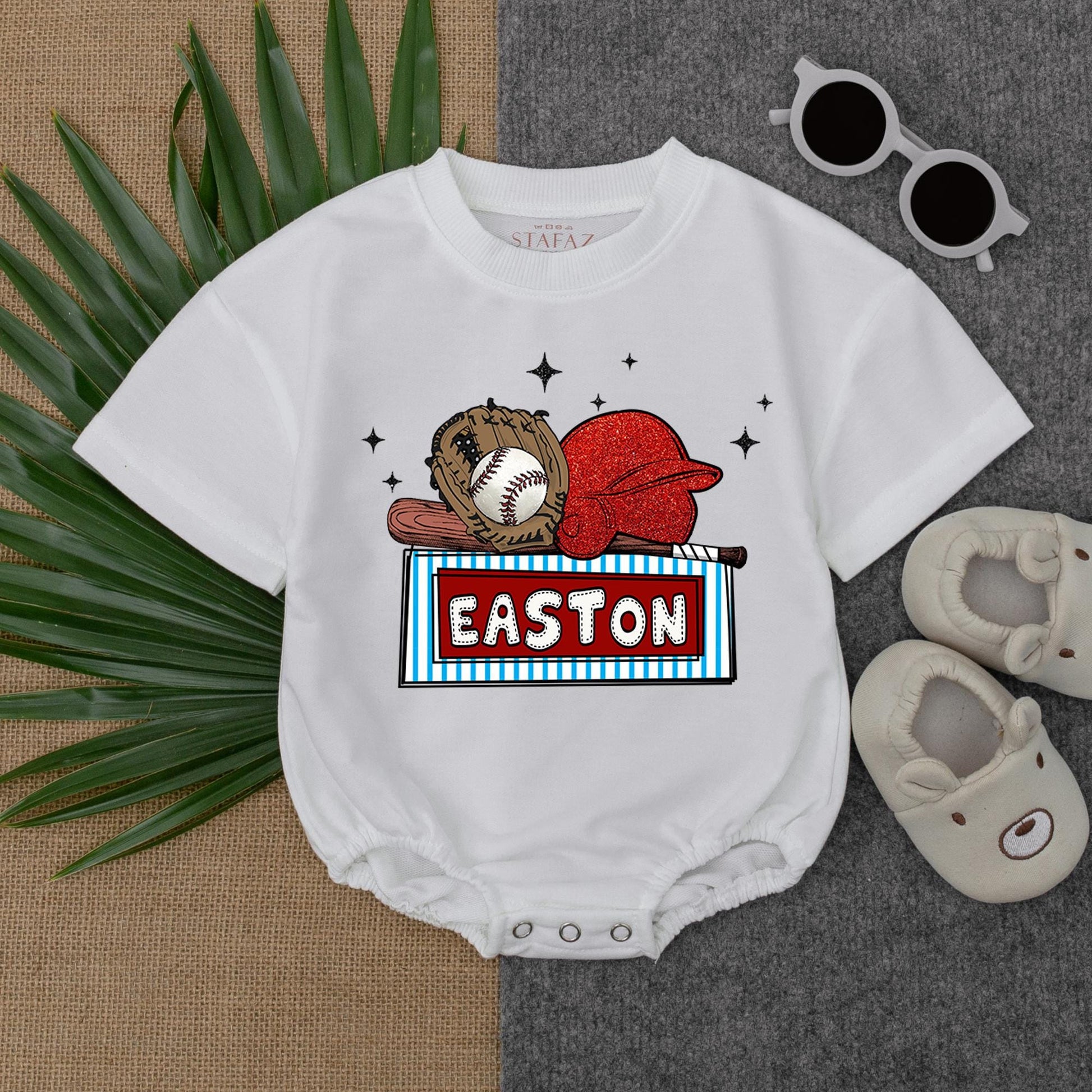 Custom Baseball Bubble Romper for Baby Boy Gameday Outfit Baseball Lover Gift Newborn Clothes Custom Name