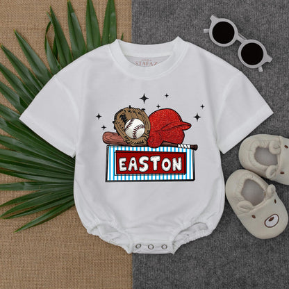 Custom Baseball Bubble Romper for Baby Boy Gameday Outfit Baseball Lover Gift Newborn Clothes Custom Name