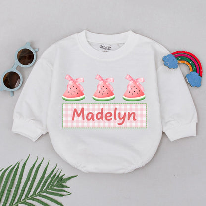 Personalized Watermelon Romper 1st Birthday Girl Outfit Baby Girl Summer Outfit Sweet Summertime Gift
