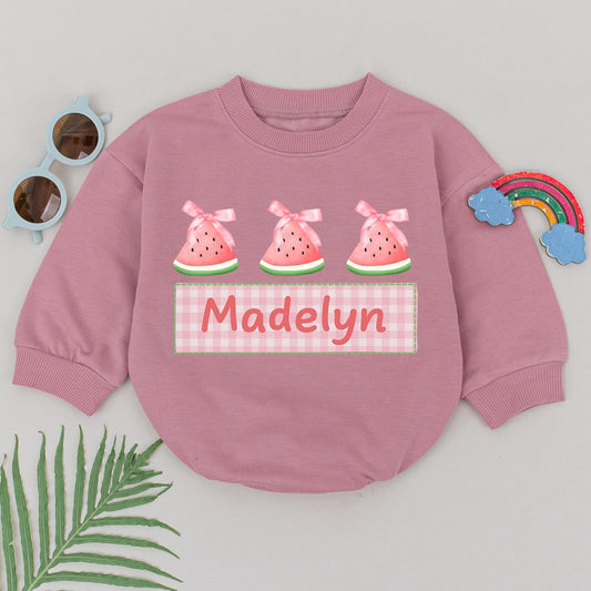 Personalized Watermelon Romper 1st Birthday Girl Outfit Baby Girl Summer Outfit Sweet Summertime Gift