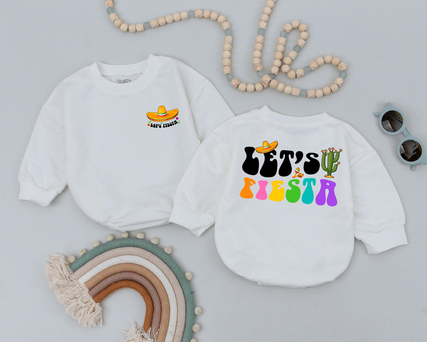 Let's Fiesta Baby Romper Cinco De Mayo Taco Tuesday Bodysuit Cute Mexican Fiesta Baby Gift First Birthday Outfit