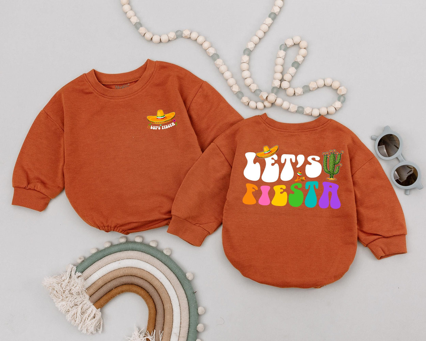 Let's Fiesta Baby Romper Cinco De Mayo Taco Tuesday Bodysuit Cute Mexican Fiesta Baby Gift First Birthday Outfit