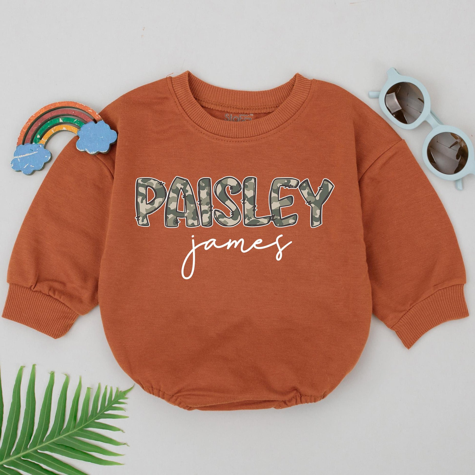 Personalized Duck Camo Name Romper for Baby Boy, Custom Infant Hunting Outfit, Baby Shower Gift, Newborn Boy, Camo Name