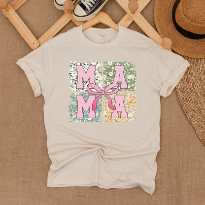 Pink Bow Mama T-shirt - Gift for Mom! Retro Mama Shirt, Mothers Day Gift, Personalized Mama Pink Bow Tee