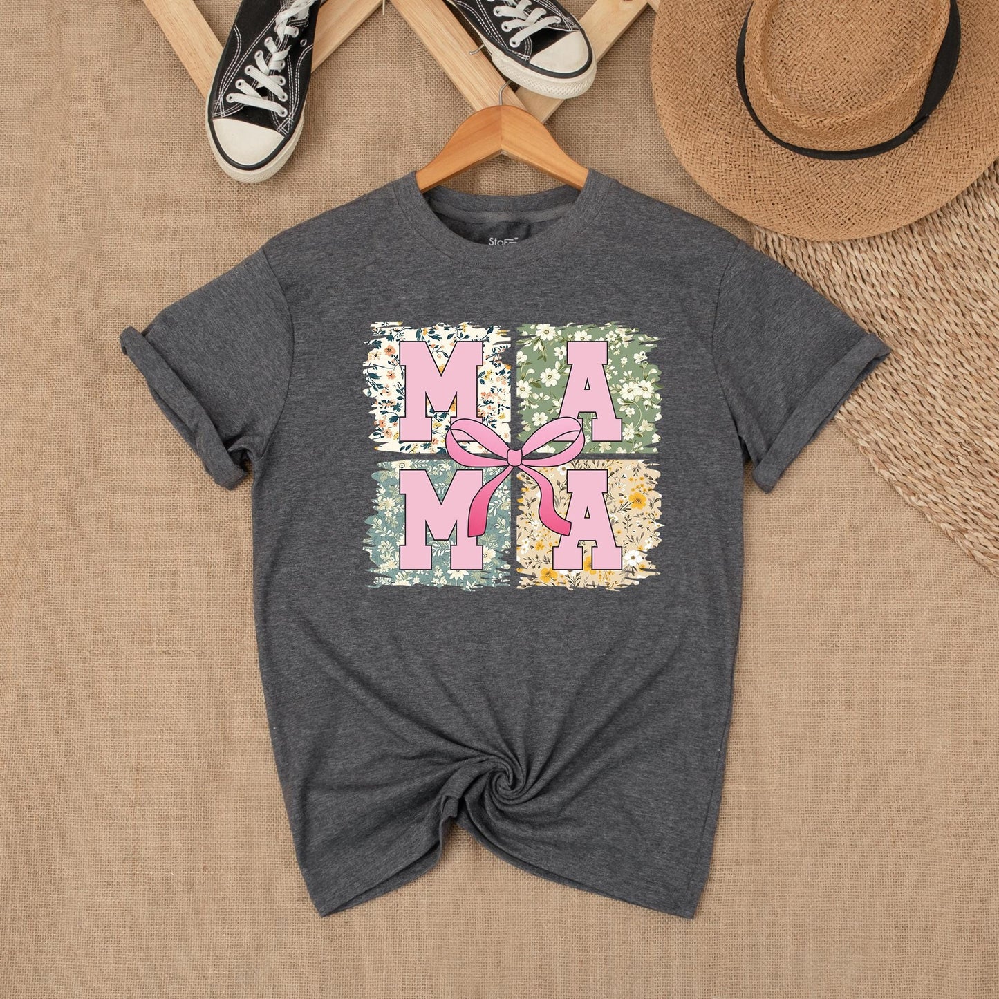 Pink Bow Mama T-shirt - Gift for Mom! Retro Mama Shirt, Mothers Day Gift, Personalized Mama Pink Bow Tee