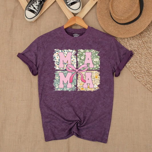Pink Bow Mama T-shirt - Gift for Mom! Retro Mama Shirt, Mothers Day Gift, Personalized Mama Pink Bow Tee