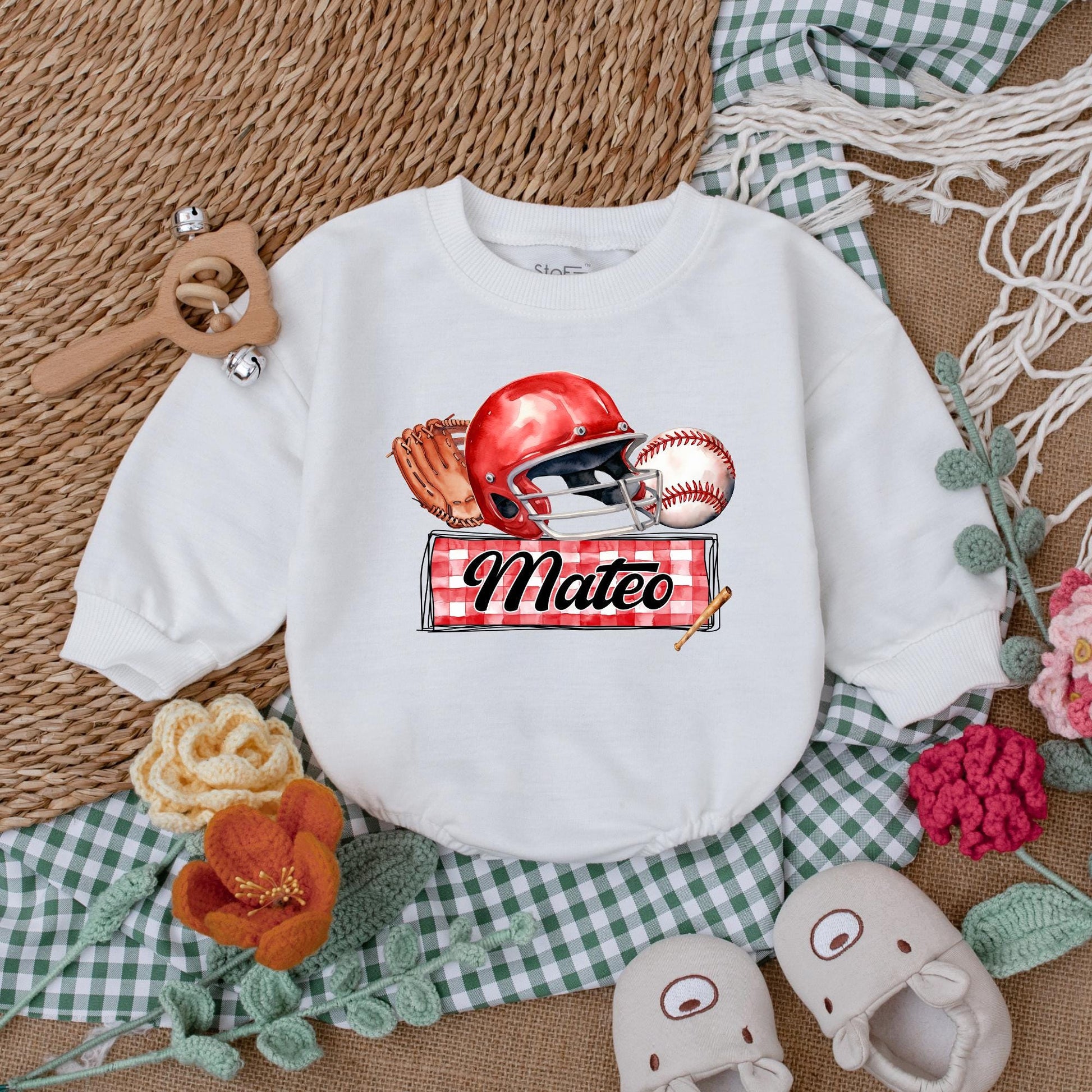 Personalized Baseball Baby Romper Custom Name Game Day Bodysuit for Baby Boy Baseball Shower Gift