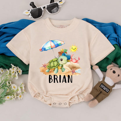 Personalized Name Beach Vacation Romper Baby Toddler Summer Outfit - First Vacation, Beach Bodysuit, Infant Baby Girl Boy Clothes Gift