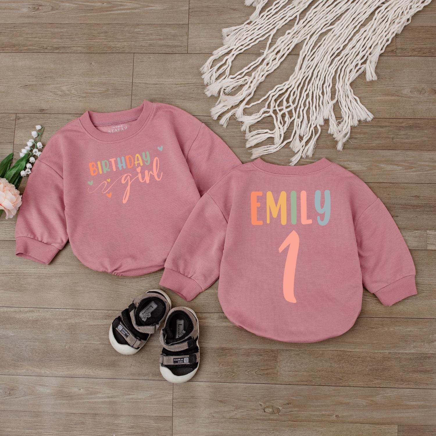 Personalized Birthday Girl Romper: Custom Name & Cozy Baby Outfit for Toddler's Celebration - Cute Jumpsuit Gift